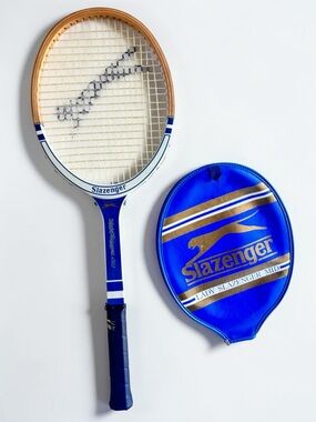 Vintage Slazenger Tennis Racket Lady Mid Blue With Cover 80s